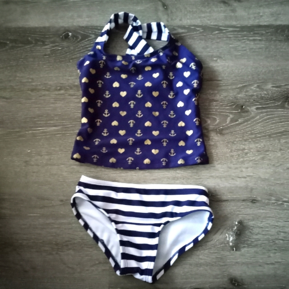 Cat & Jack Kidsblue heart two peice swimsuit